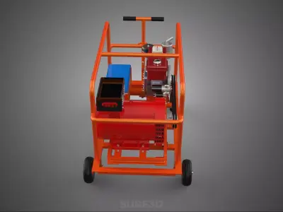 CAGE GENERATOR SET GENSET DIESEL ENGINE POWER DYNAMO ALTERNATOR 3D model