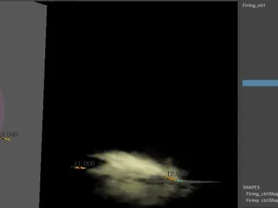 Maya VFX Machine Gun Rig with Muzzle Flash and Impact Blast 3D model