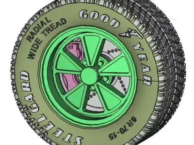 Printable Classic 5 Spoke Rim  scaled 3D print model