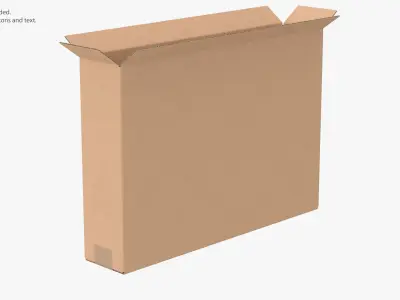 Cardboard Box 50x10x35 Half Open 3D model