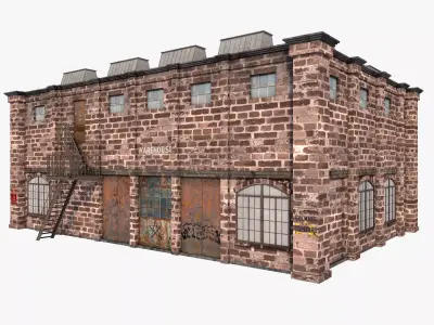 Factory Building 2 Low-poly 3D model