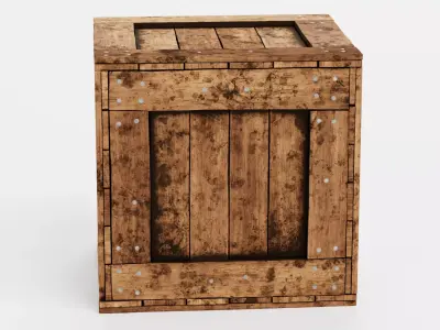 Wooden Crate V9 - Weathered Storage Box 3D model