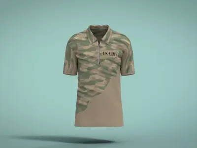 Military Outfit - T-shirt Low-poly 3D model 35