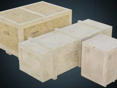 Wooden Crates 1B Low-poly 3D model