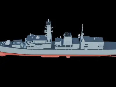 Type 23 frigate Low-poly 3D model