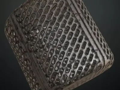 Industrial Bolted Slotted Metal Grate PBR Seamless Texture