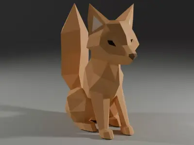 Stylized Low-Poly Fox Low-poly 3D model purchase