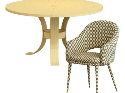 Deephouse  chair and Massimo Wood Top Dining Table 3D model