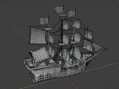 Pirate Ship Low-poly 3D model