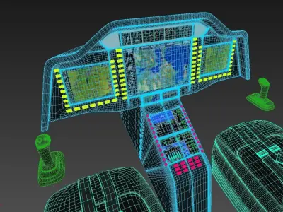 Aircraft Control Panel and Pilot Seats 2 3D model