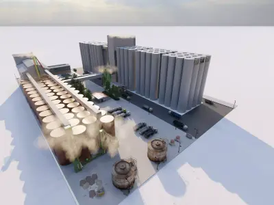 Industrial Factory Silo-Factory building silo-Complex Silos 3D model