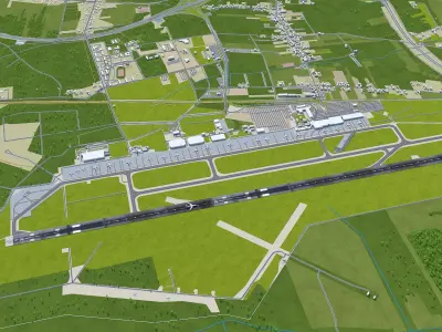 Katowice Wojciech Korfanty Airport 10km Low-poly 3D model