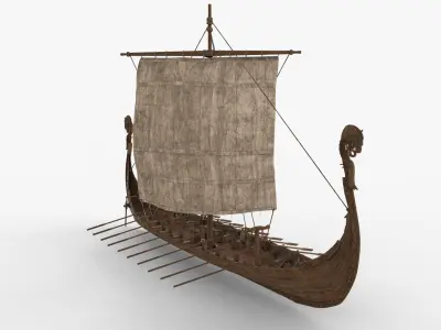 Viking Ship Unfolded  Low-poly 3D model