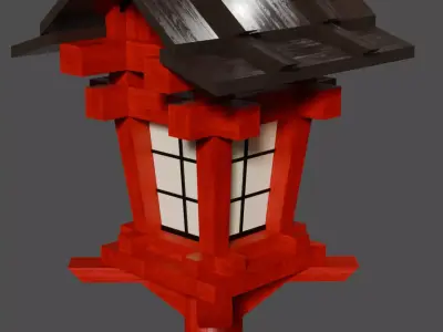 Japanese traditional Lantern  Free low-poly 3D model