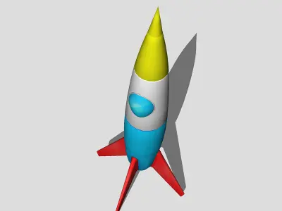rocket toy and bird Low-poly 3D model