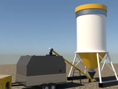 Concrete tanker with concrete cart and a generator in addition  3D model