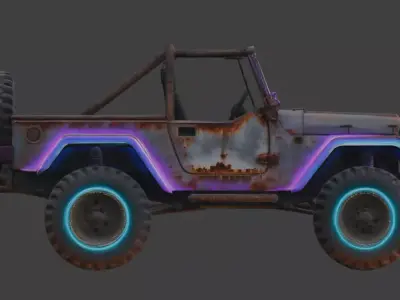 Cyberpunk Rusty Off Road Monster Truck 3D Model V02 Low-poly 3D model
