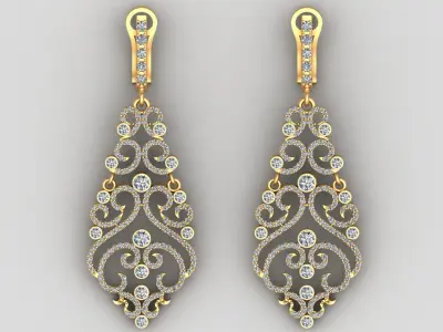 Fashion Infinity Playing Diamond Gold Earring 3D print model