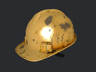 Worn Yellow Construction Safety Helmet 3D Model  Low-poly 3D model