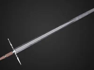 Medieval sword Low-poly 3D model 12