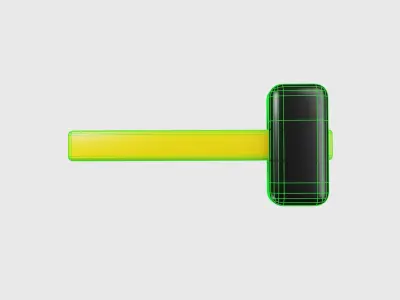 Metal mallet with yellow handle  Free 3D model
