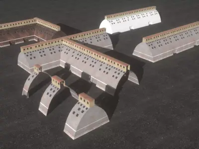 Hall industrial Low-poly 3D model