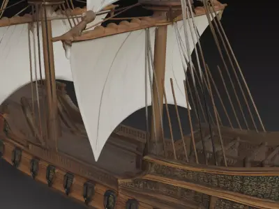 Ornate Galleon Ship - Renaissance Sailing Vessel 3D Model 3D print model
