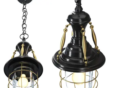 Pendant light Industrial Nautical Brass   Black 3D model