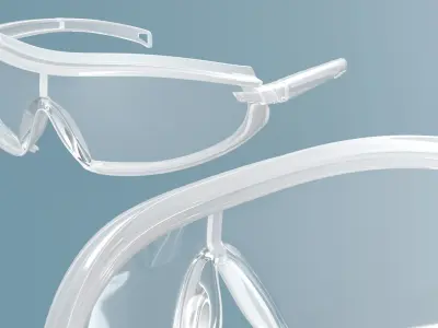 Wraparound Safety Glasses Transparent 3D model