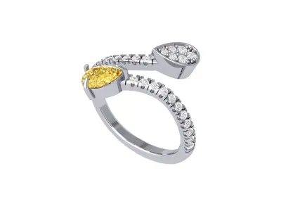  Pear 2 Stone Ring 3D print model