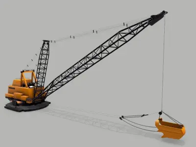 Industrial Vehicle Dragline Low-poly 3D model
