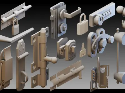 120 Keys and Locks- High detail 3d models 3D model