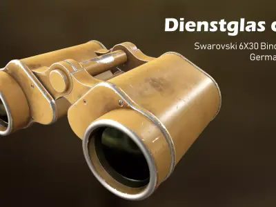 WWII German Dienstglas 6x30 CAG Binoculars Low-poly 3D model