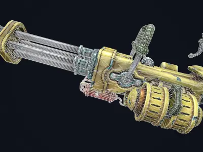 Steampunk minigun Low-poly 3D model