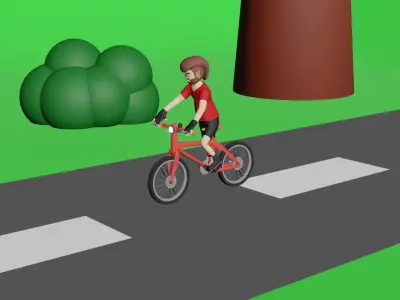 Bicycle and Driver 3D model