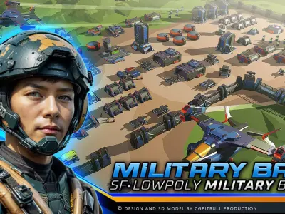 LowPoly SF MILITARY Base  Low-poly 3D model