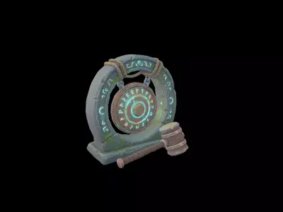 Low Poly Stylized Ancient Mossy Gong - Mallet Low-poly 3D model