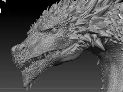 Very detailed Dragon Head Sculpt 3D model