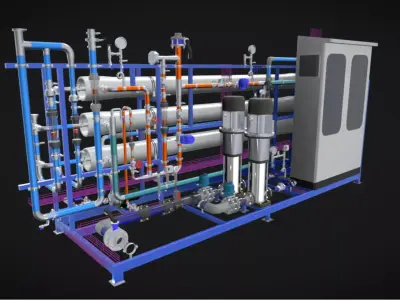 9m3h 2Stage RO Water Filter  System 3D model