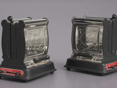 Vintage Art Deco Style Toaster Aged Metal Black 3D model