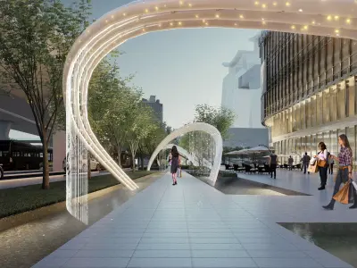 Commercial Plaza Landscape SKP Lumion OBJ  Curved  Structure 3D model