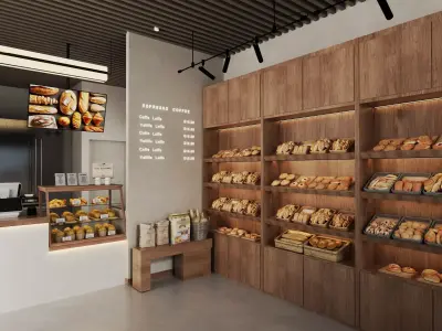 Cafe Bakery 3D model Low-poly 3D model