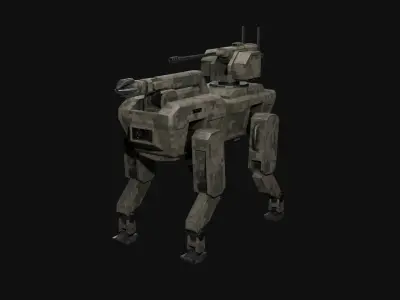Military robot dog Low-poly 3D model