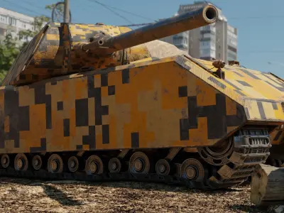 Low Poly Maus Panzer Tank - 3 Skins - Shell Low-poly 3D model