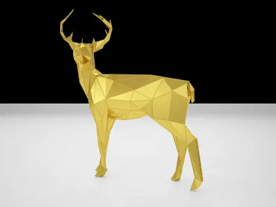 Reindeer Low Poly gold deer 3D model