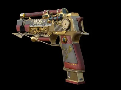 Steampunk Desert Eagle Low-poly 3D model