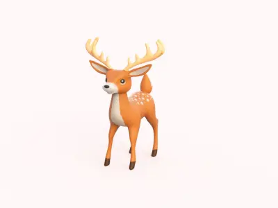 Cartoon Reindeer Cute Low-poly 3D model