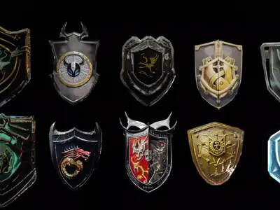 Collection of 3D shields 1 Low-poly 3D model