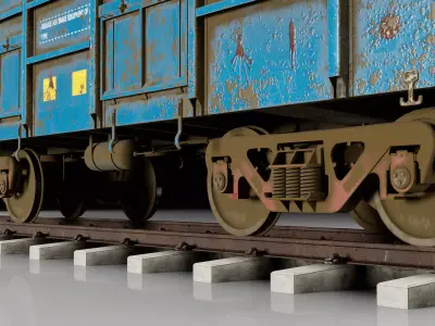 Indian Railways BOXN Open Top Freight Wagon Low-poly 3D model
