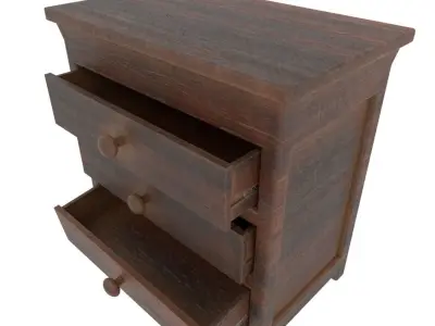 Old wooden chest of drawers Low-poly 3D model